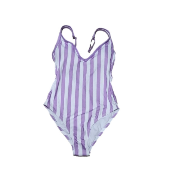 Kona Sol Other - Kona Sol White and Purple striped one-piece swimsuit